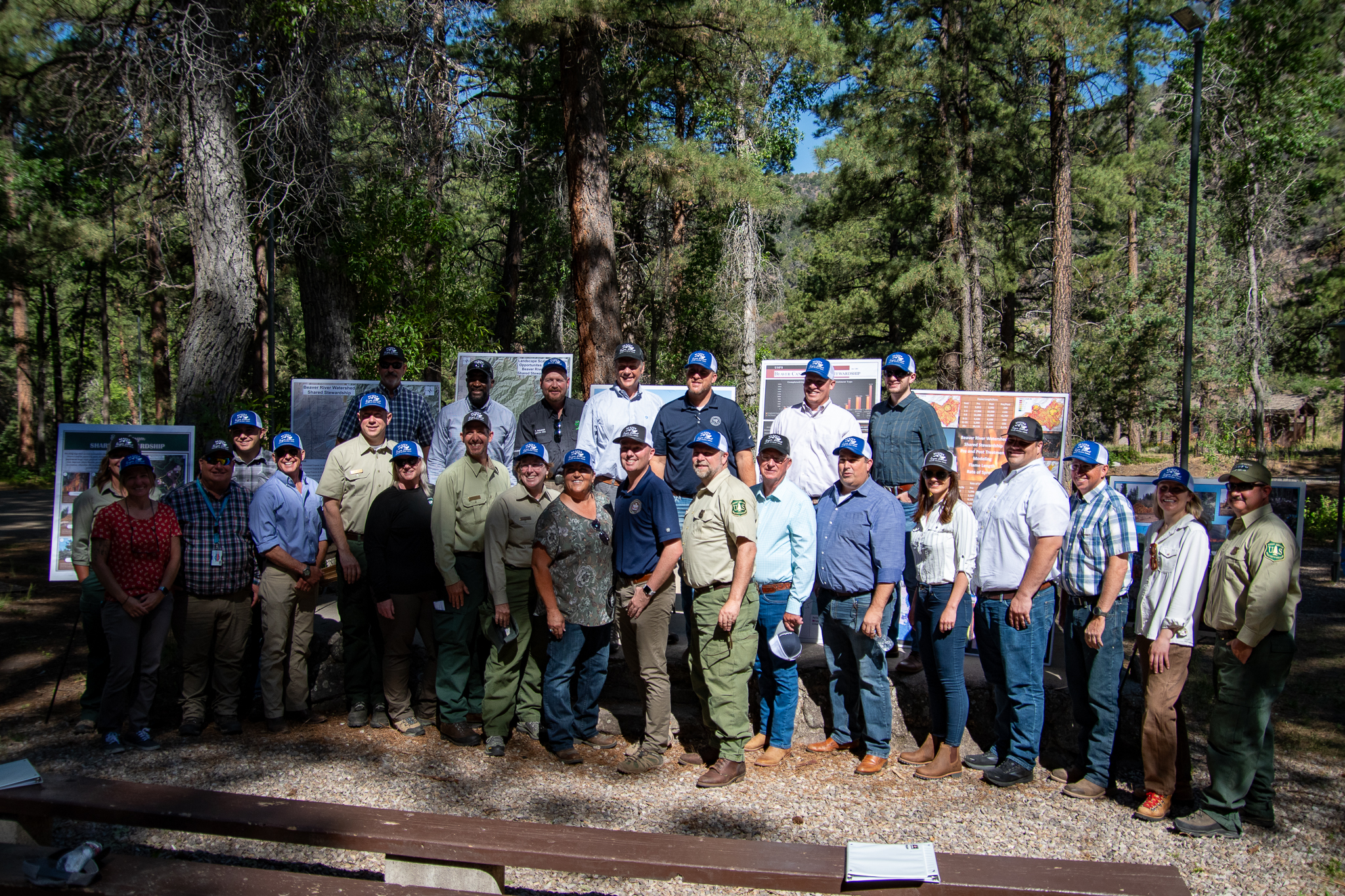 group photo of state, federal, and local officials to tour Utah forest management projects