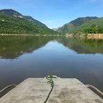 Boat dock at Pineview Reservoir in the spring